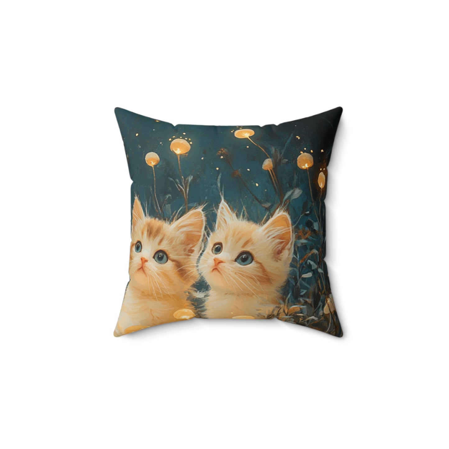 Twin Kitten Faux Suede Square Pillow