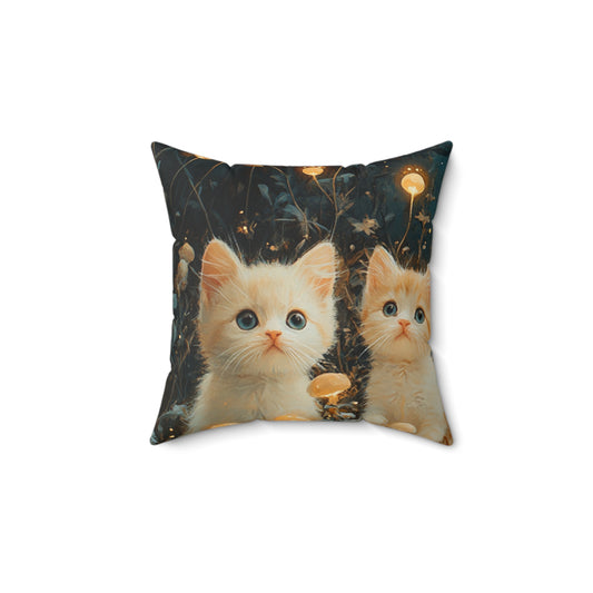 Twin Kitten Faux Suede Square Pillow