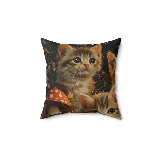 Kitten Faux Suede Square Pillow