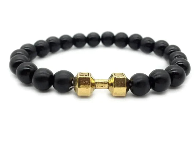 Men's Barbell & Lava Rock Dumbbell Bracelet